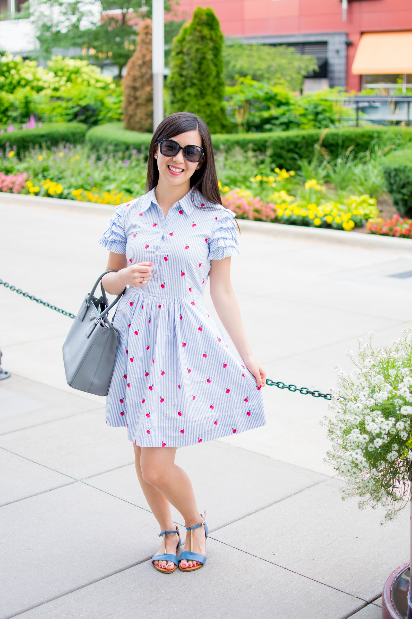 Red Cherry Print Dress for Spring and Summer - Tia Perciballi