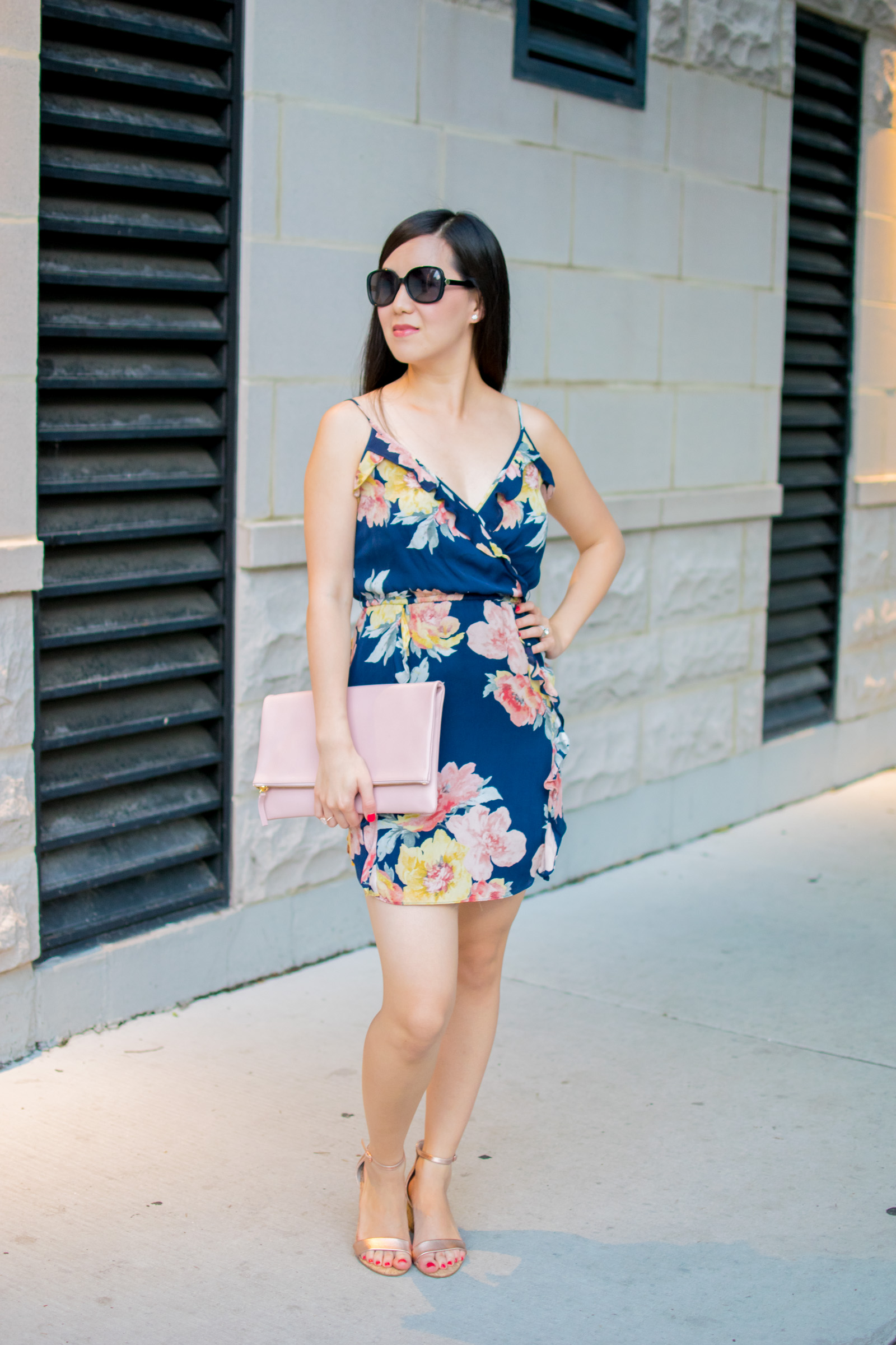 Outfit of the Day 7.17.18 - Joie Navy Floral Dress - Tia Perciballi