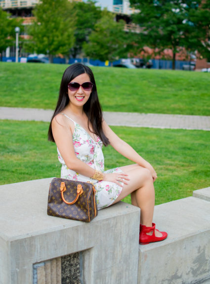 A Front Tie Summer Dress & Red Bow Tie Flats