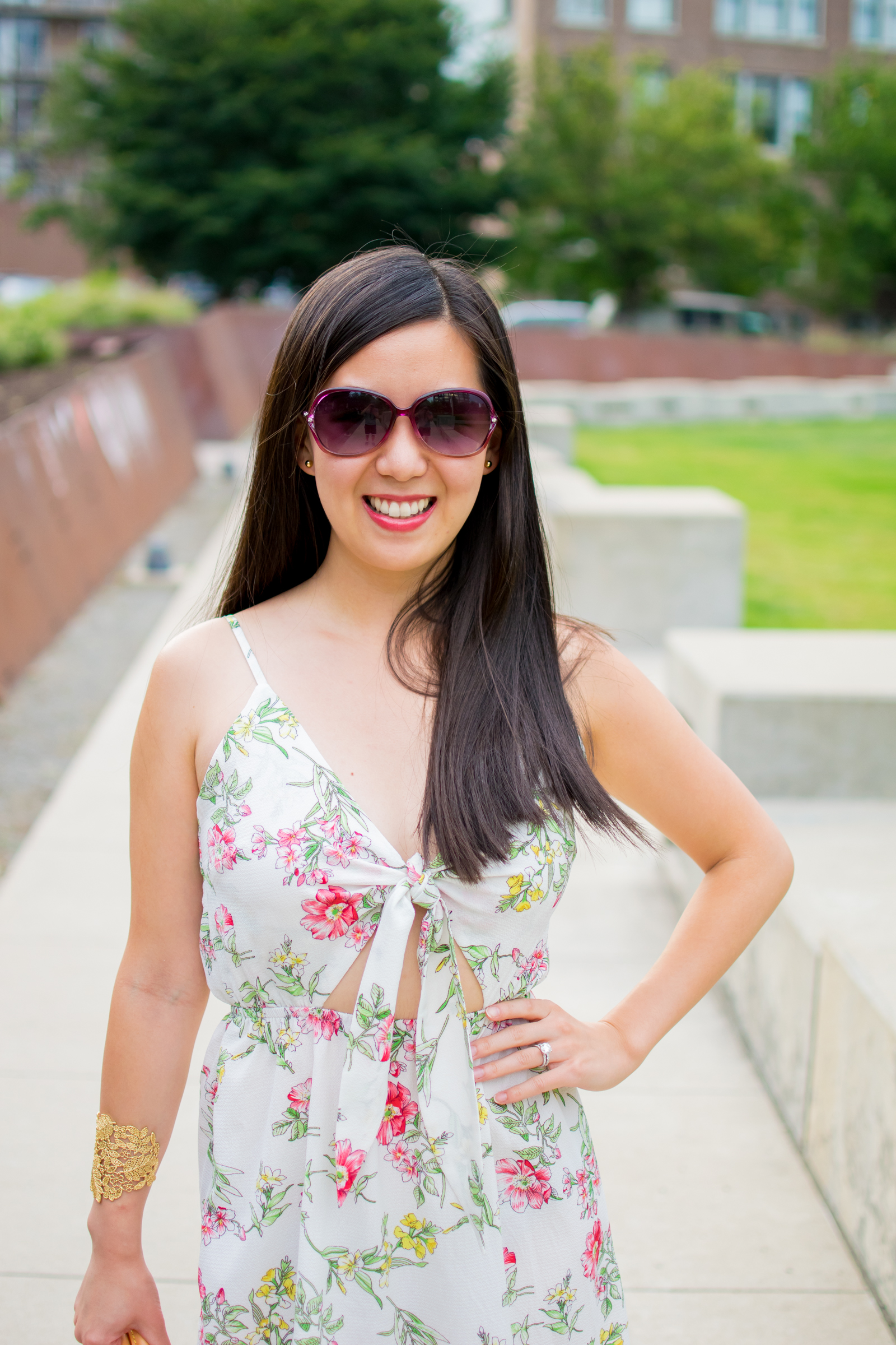 A Front Tie Summer Dress & Red Bow Tie Flats - Tia Perciballi