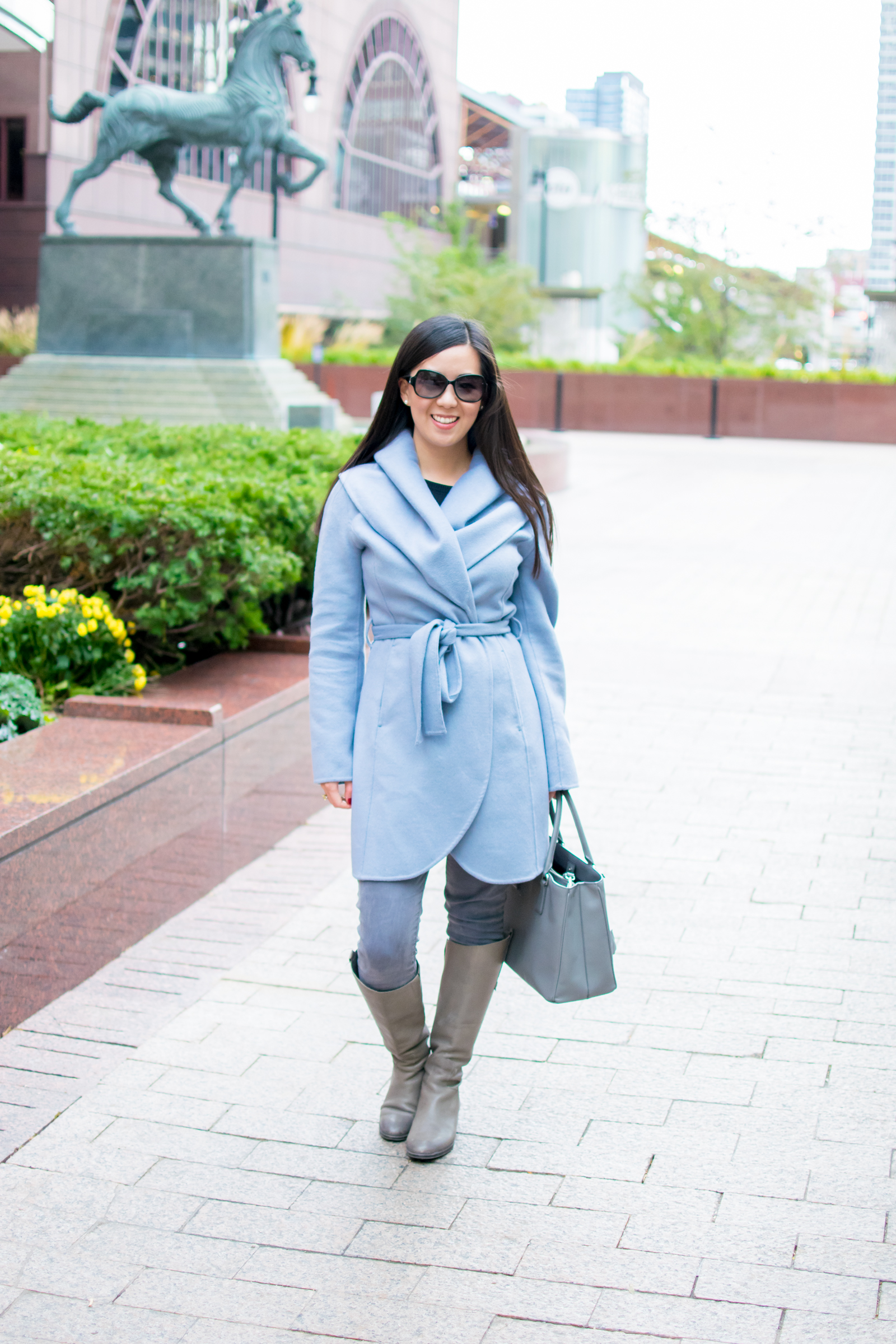 baby blue wrap coat