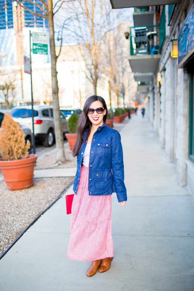 Navy skirt denim jacket best sale