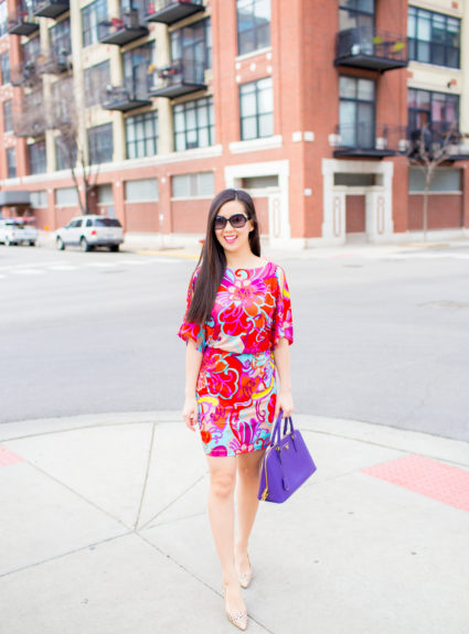 Bright and Colorful Cold Shoulder Dress