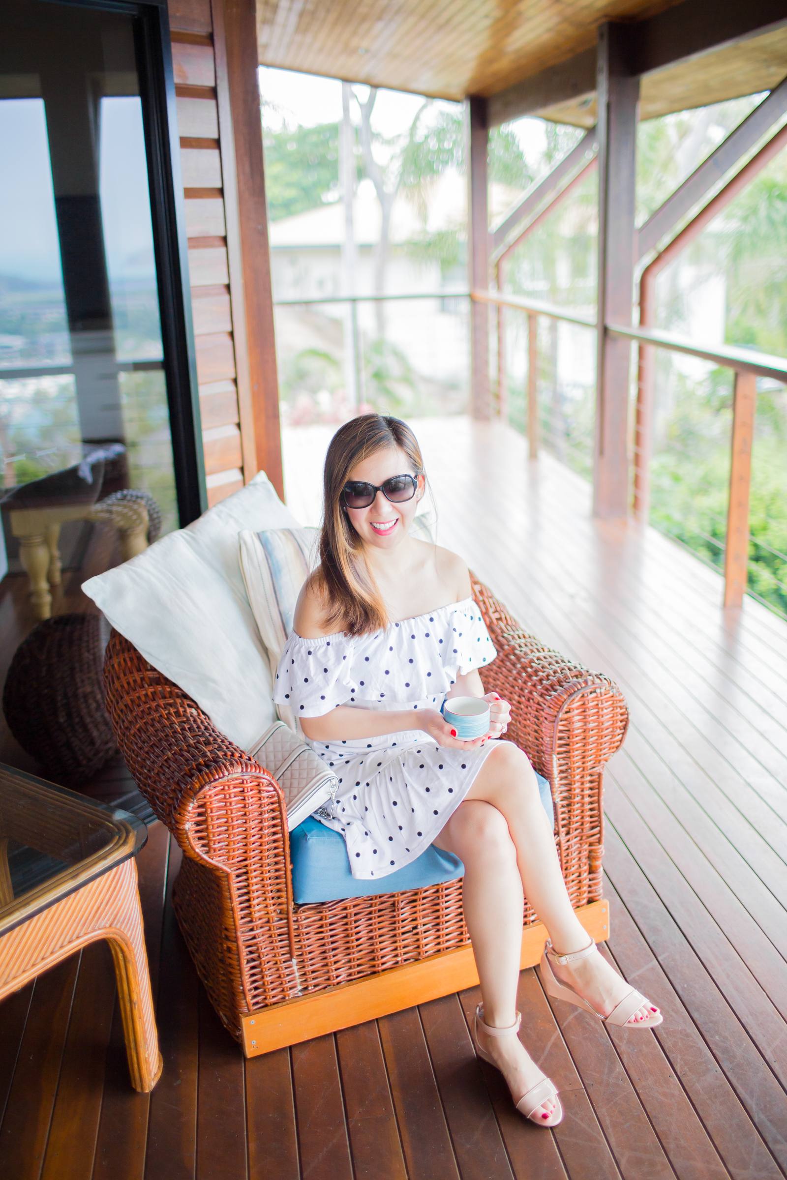 Polka Dot Off the Shoulder Dress - Hamilton Island, Australia Tia Perciballi