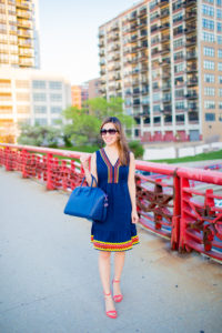 navy dress with a pop of color boden tia perciballi fashion blog