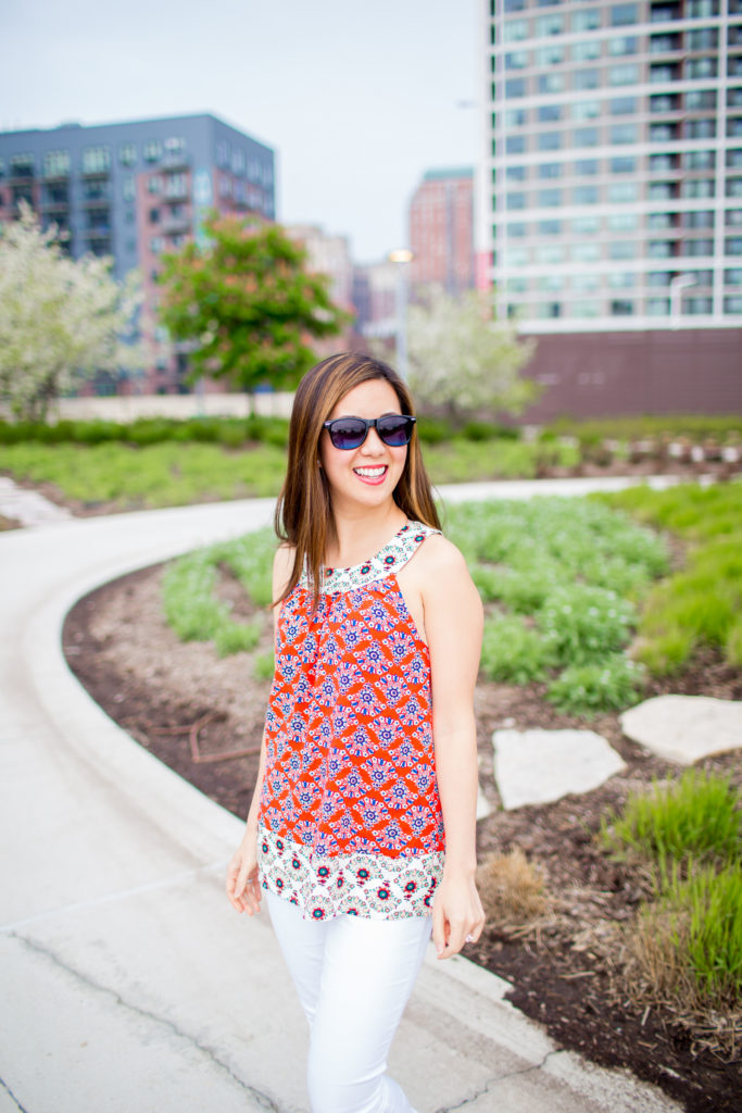 Summery Red Floral Print Top (and a Packing Tip) - Tia Perciballi