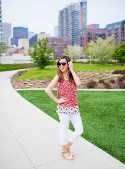 Summery Red Floral Print Top (and a Packing Tip)