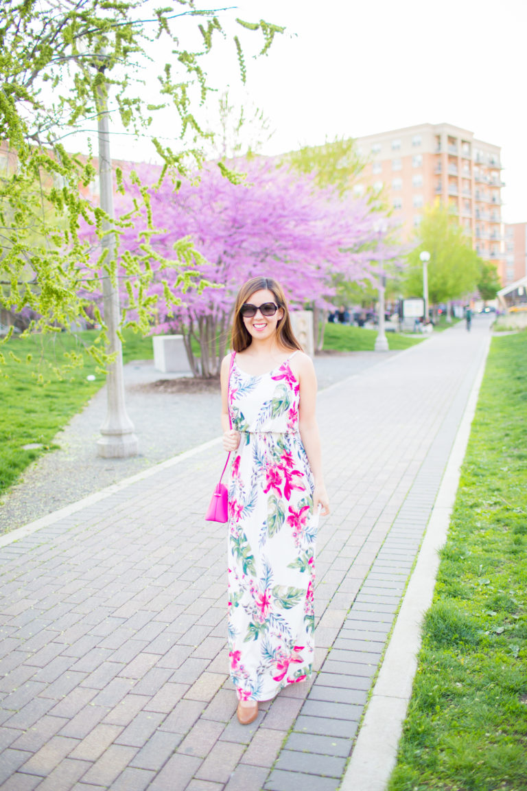 Floral Knit Layer Look Dress (white)