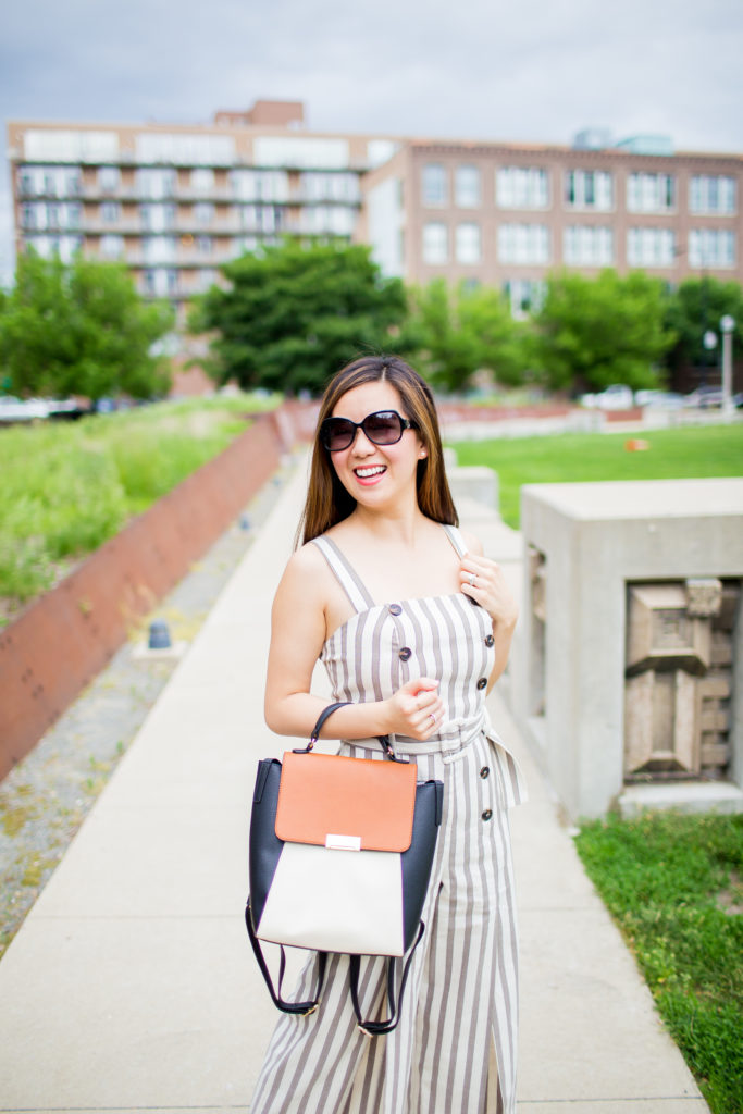Button Down Striped Jumpsuit - Tia Perciballi - Fashion and Lifestyle Blog