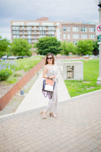 button down striped jumpsuit tia perciballi chicago fashion and lifestyle blog