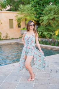 sage and coral floral romper midi dress royal palms resort and spa scottsdale phoenix arizona tia perciballi fashion blog