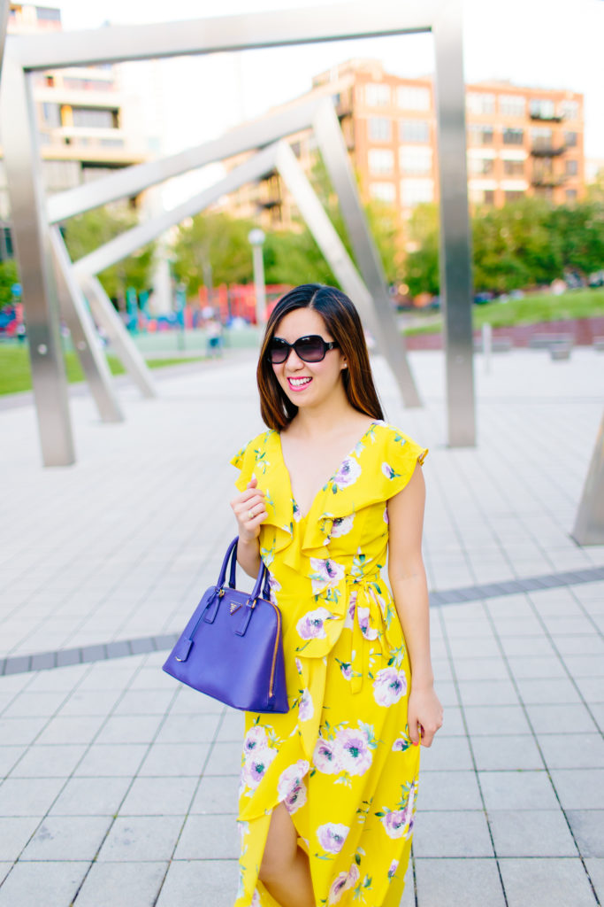 I'm Not a Morning Person and I'm OK with That, Leith Yellow Tea Bloom Floral Ruffle Wrap Maxi Dress, Tia Perciballi Fashion and Lifestyle Blog