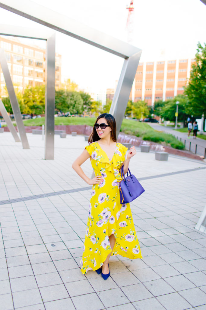 I'm Not a Morning Person and I'm OK with That, Leith Yellow Tea Bloom Floral Ruffle Wrap Maxi Dress, Tia Perciballi Fashion and Lifestyle Blog