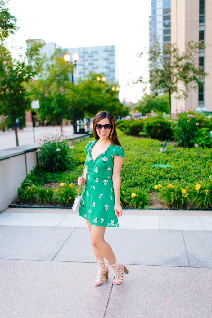 My Thoughts on Part-Time Graduate School, Reformation Green Garnet Floral Wrap Minidress, Tia Perciballi Fashion and Lifestyle Blog