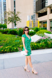 My Thoughts on Part-Time Graduate School, Reformation Green Garnet Floral Wrap Minidress, Tia Perciballi Fashion and Lifestyle Blog