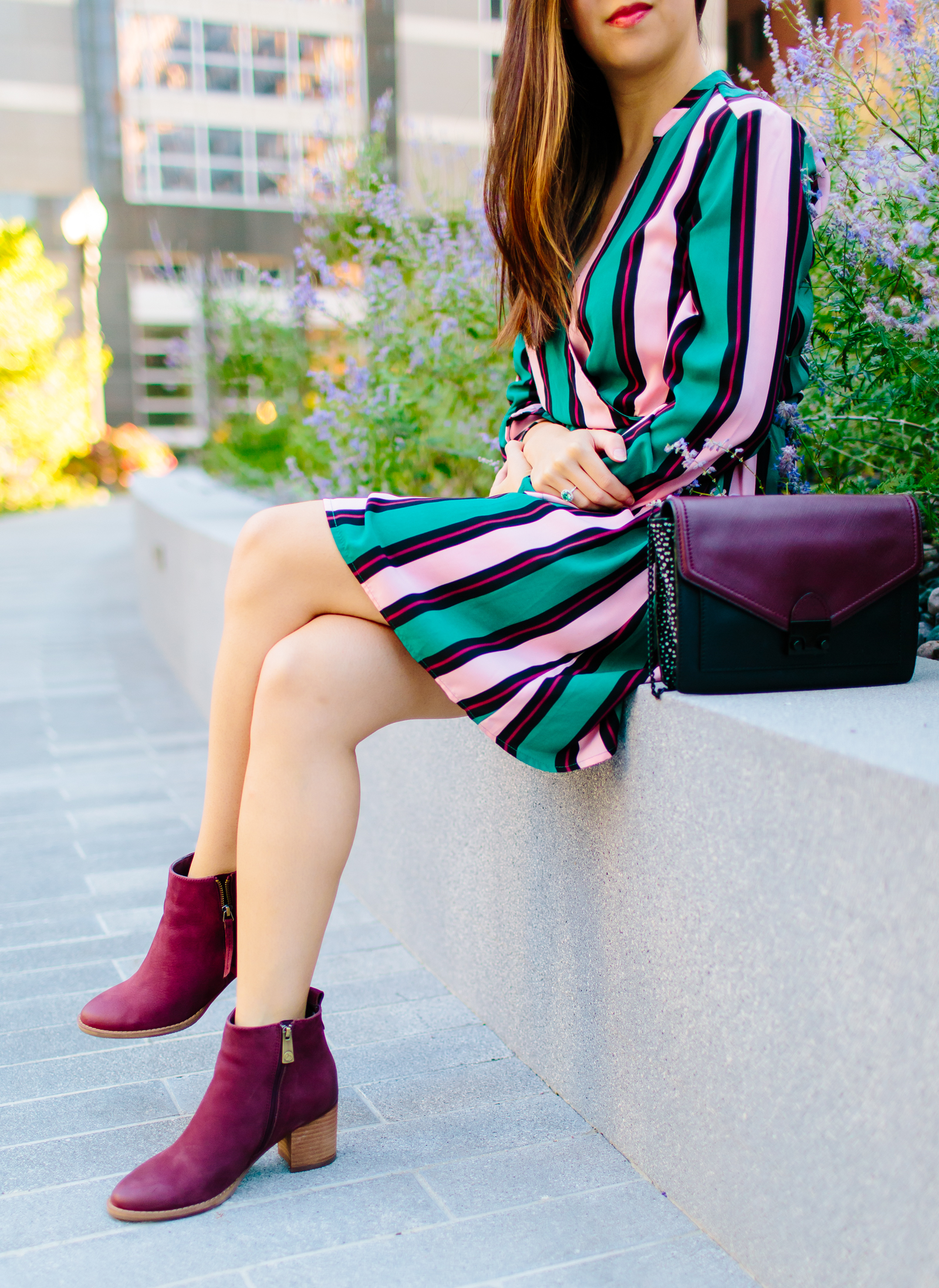 Striped Faux Wrap Dress, First Weekend of Fall, Tia Perciballi Fashion & Lifestyle Blog