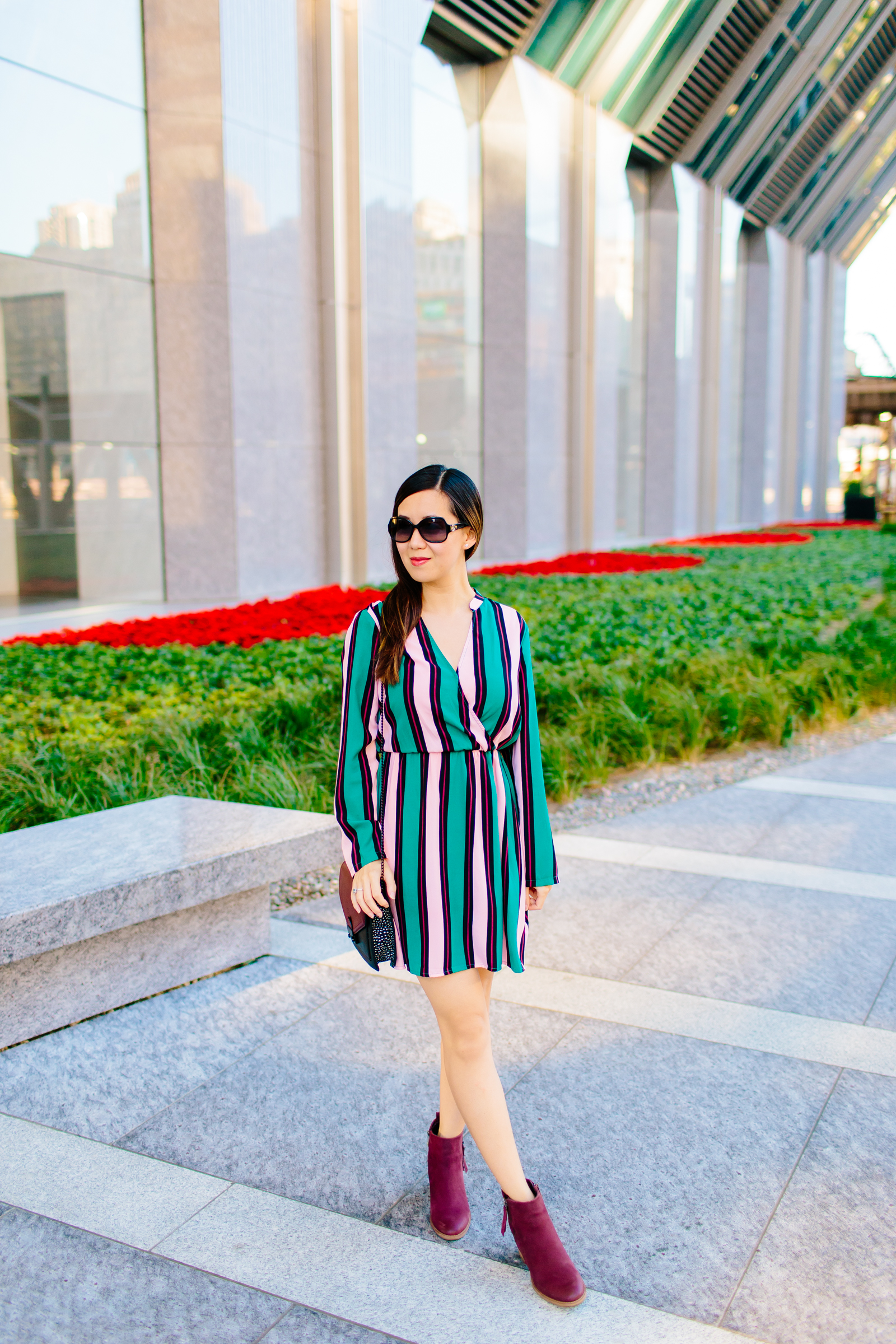 Striped Faux Wrap Dress, First Weekend of Fall, Tia Perciballi Fashion & Lifestyle Blog