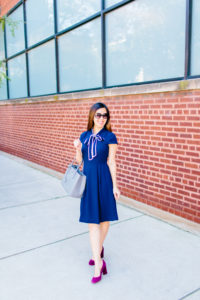 Navy Tie-Neck Dress, Tia Perciballi Fashion & Lifestyle Blog