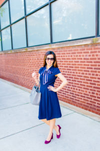 Navy Tie-Neck Dress, Tia Perciballi Fashion & Lifestyle Blog