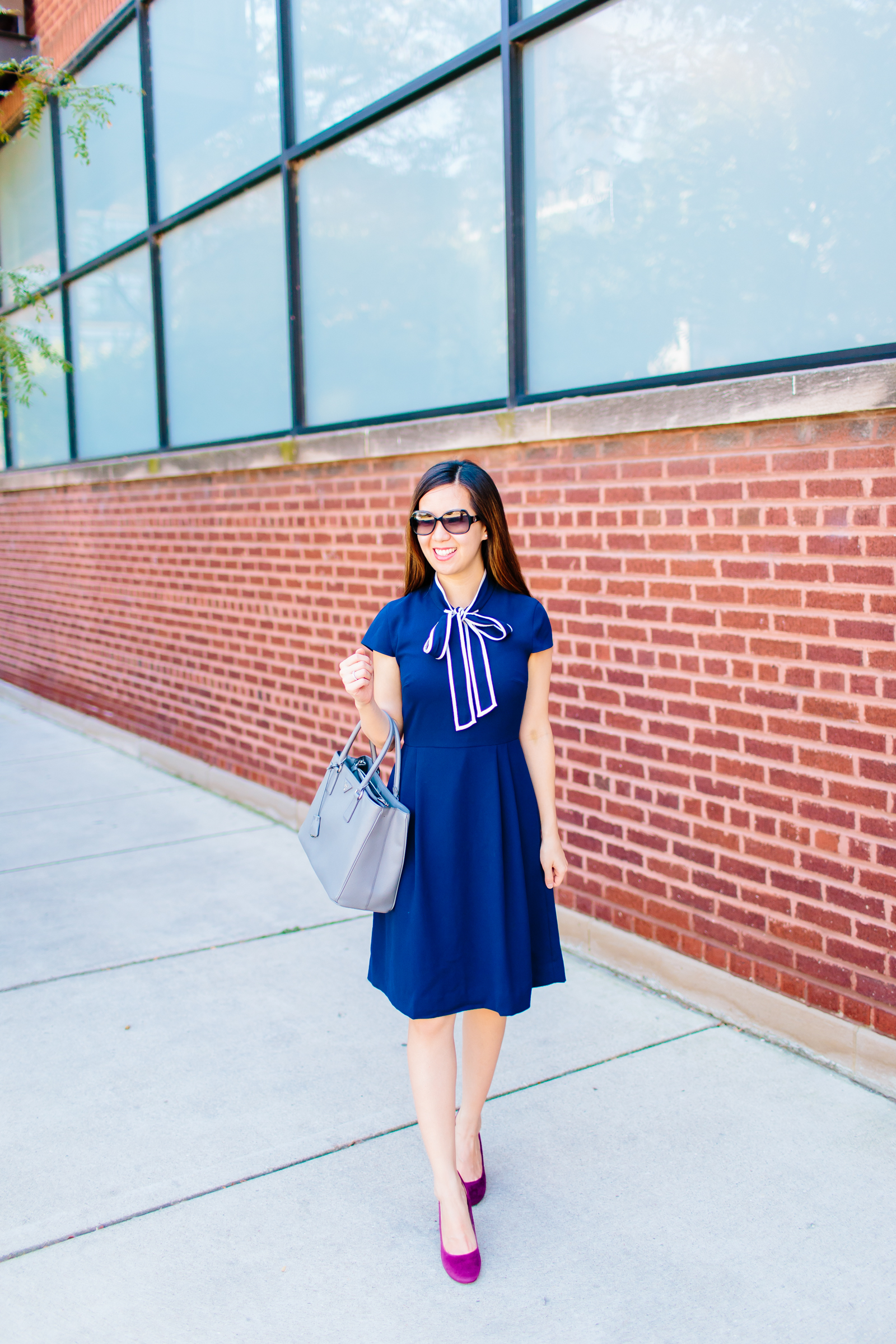 Navy Tie-Neck Dress, Tia Perciballi Fashion & Lifestyle Blog