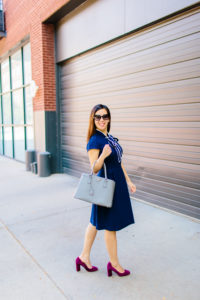 Navy Tie-Neck Dress, Tia Perciballi Fashion & Lifestyle Blog