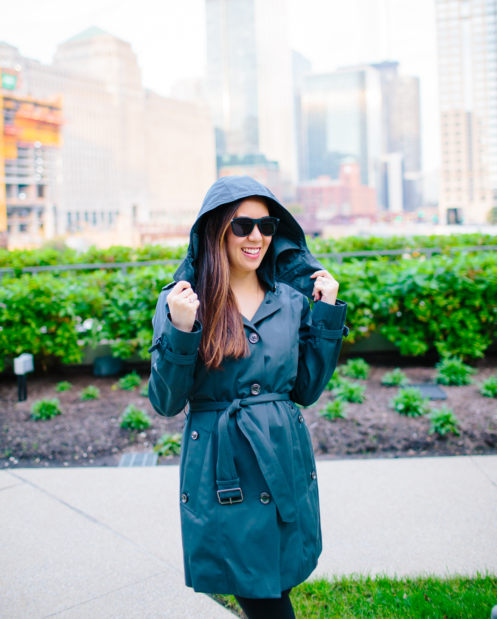 Blue Gray, Water-Resistant Trench Coat, Tia Perciballi Fashion & Lifestyle Blog