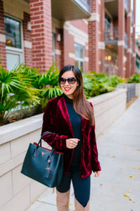 Burgundy Red Velvet Blazer, Tia Perciballi Fashion & Lifestyle Blog