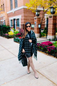 Black Plaid Hooded Cape, Tia Perciballi Fashion & Lifestyle Blog