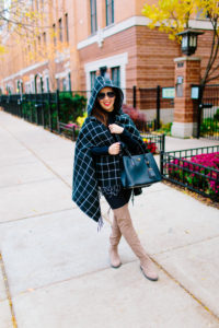 Black Plaid Hooded Cape, Tia Perciballi Fashion & Lifestyle Blog