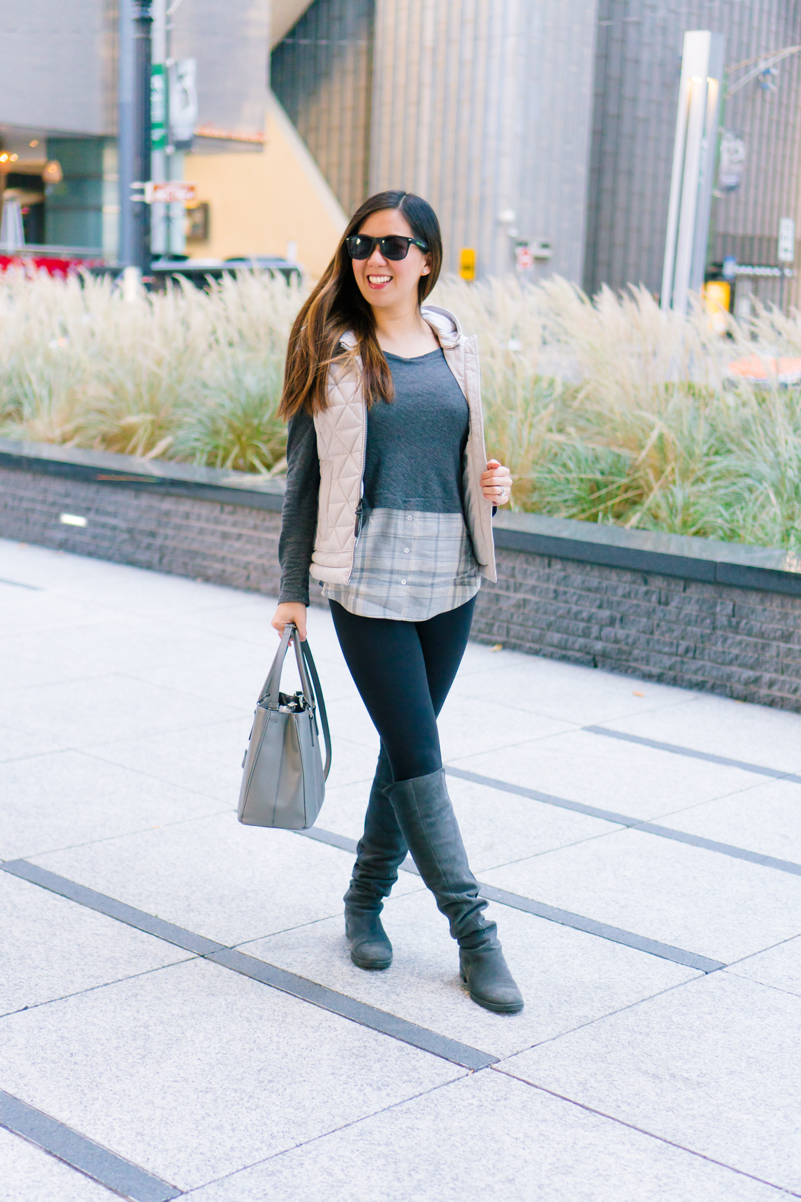 Sweater with Plaid Details + Quilted Vest, Tia Perciballi Fashion & Lifestyle Blog