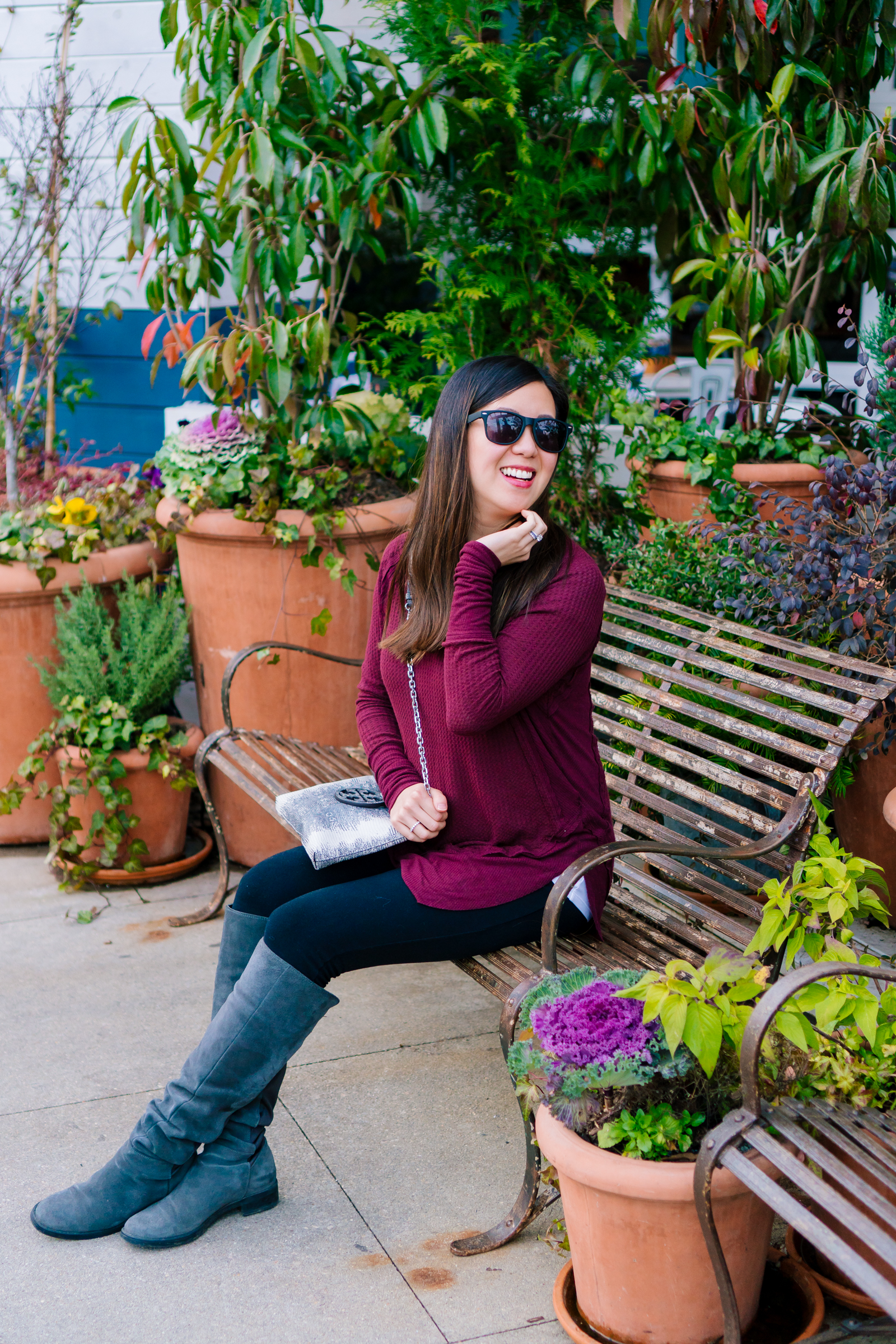 Plum V-Neck Thermal Top, Tia Perciballi Fashion & Lifestyle Blog