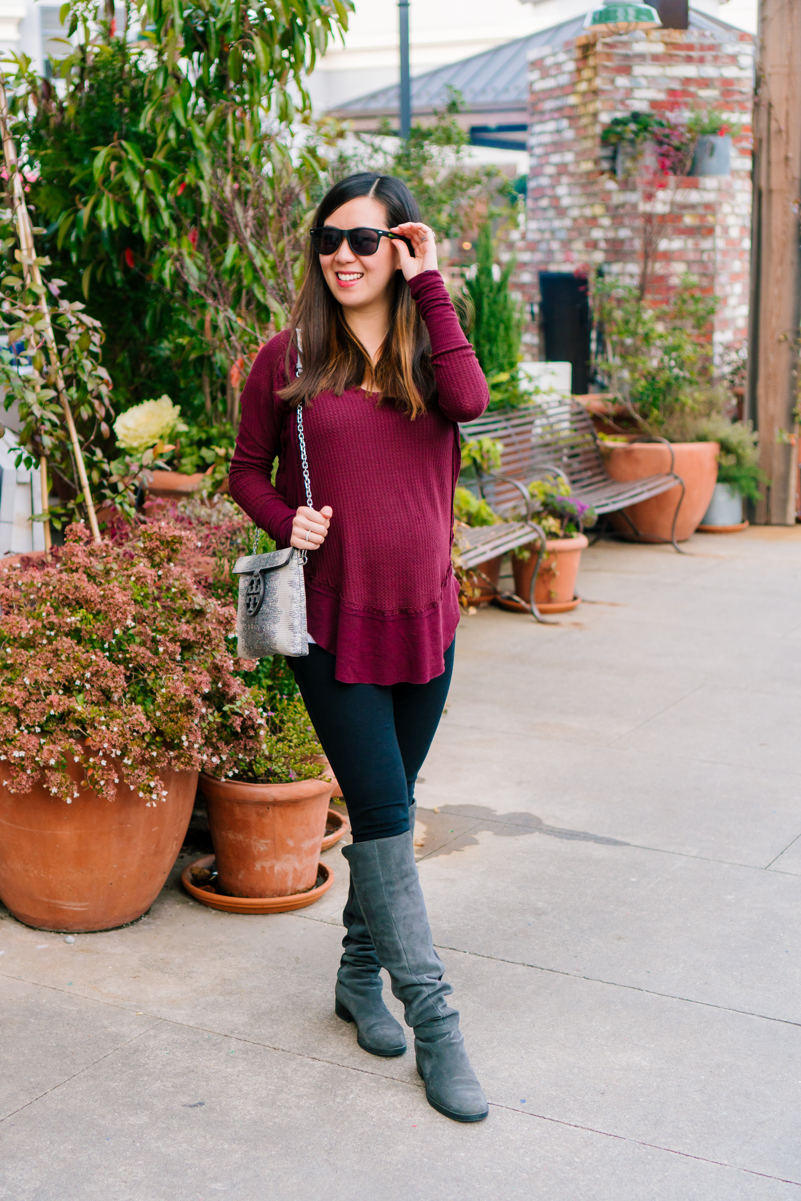 Plum V-Neck Thermal Top, Tia Perciballi Fashion & Lifestyle Blog