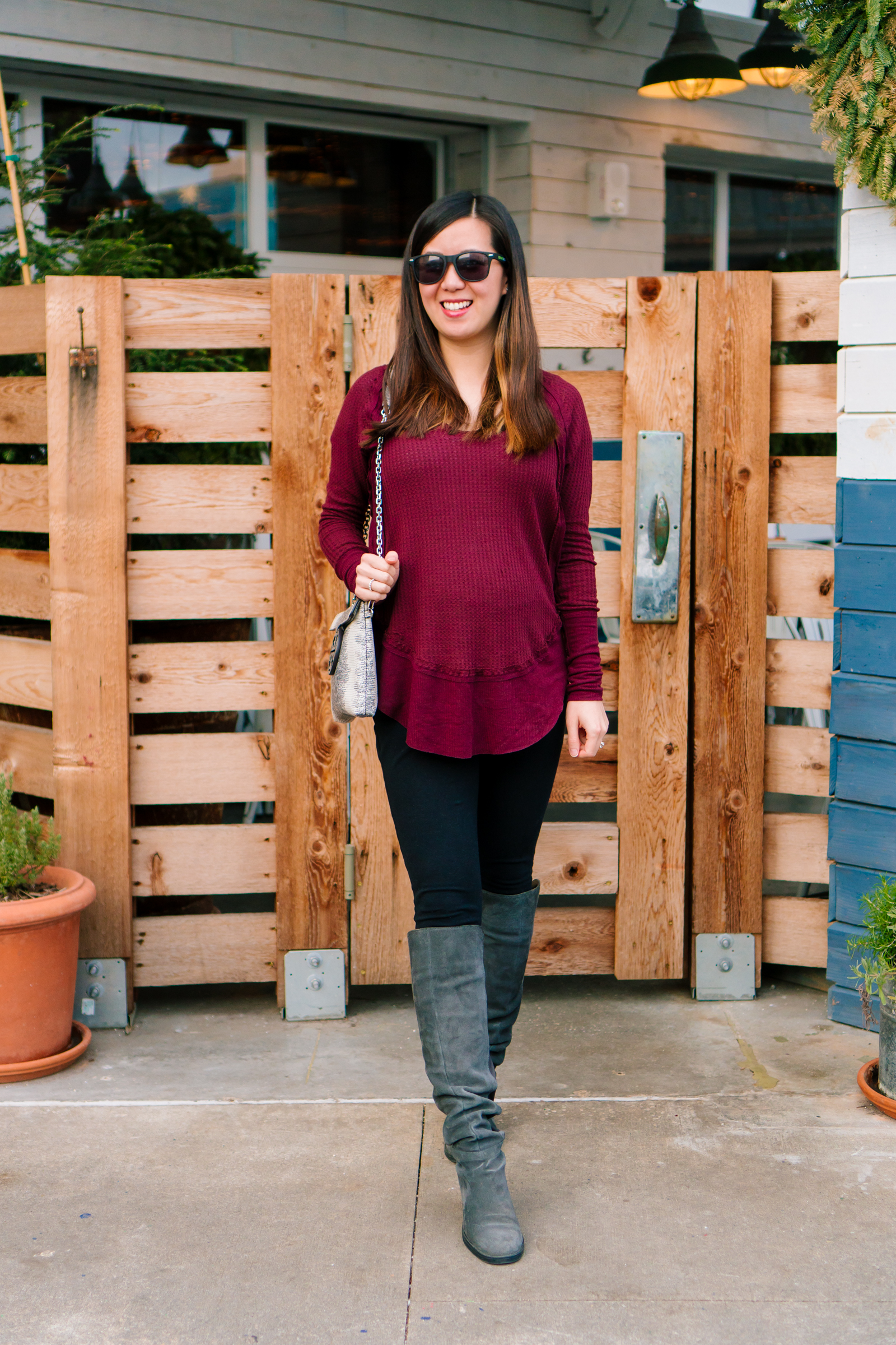 Plum V-Neck Thermal Top, Tia Perciballi Fashion & Lifestyle Blog