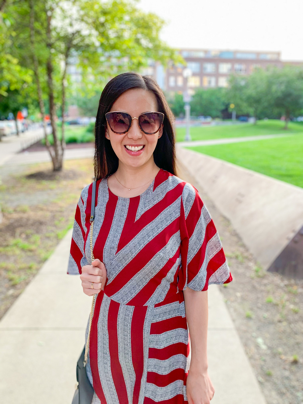 All in Favor Red and Gray Wide Mixed Stripe Minidress - Recent Happenings and a Big Life Update - Tia Perciballi Fashion and Lifestyle Blog