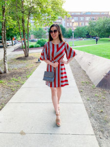 All in Favor Red and Gray Wide Mixed Stripe Minidress - Recent Happenings and a Big Life Update - Tia Perciballi Fashion and Lifestyle Blog